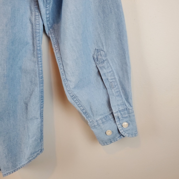 VTG Warner Brothers Bugs Bunny Tasmanian Devil Tweety Chambray Button Up Shirt - Picture 9 of 13